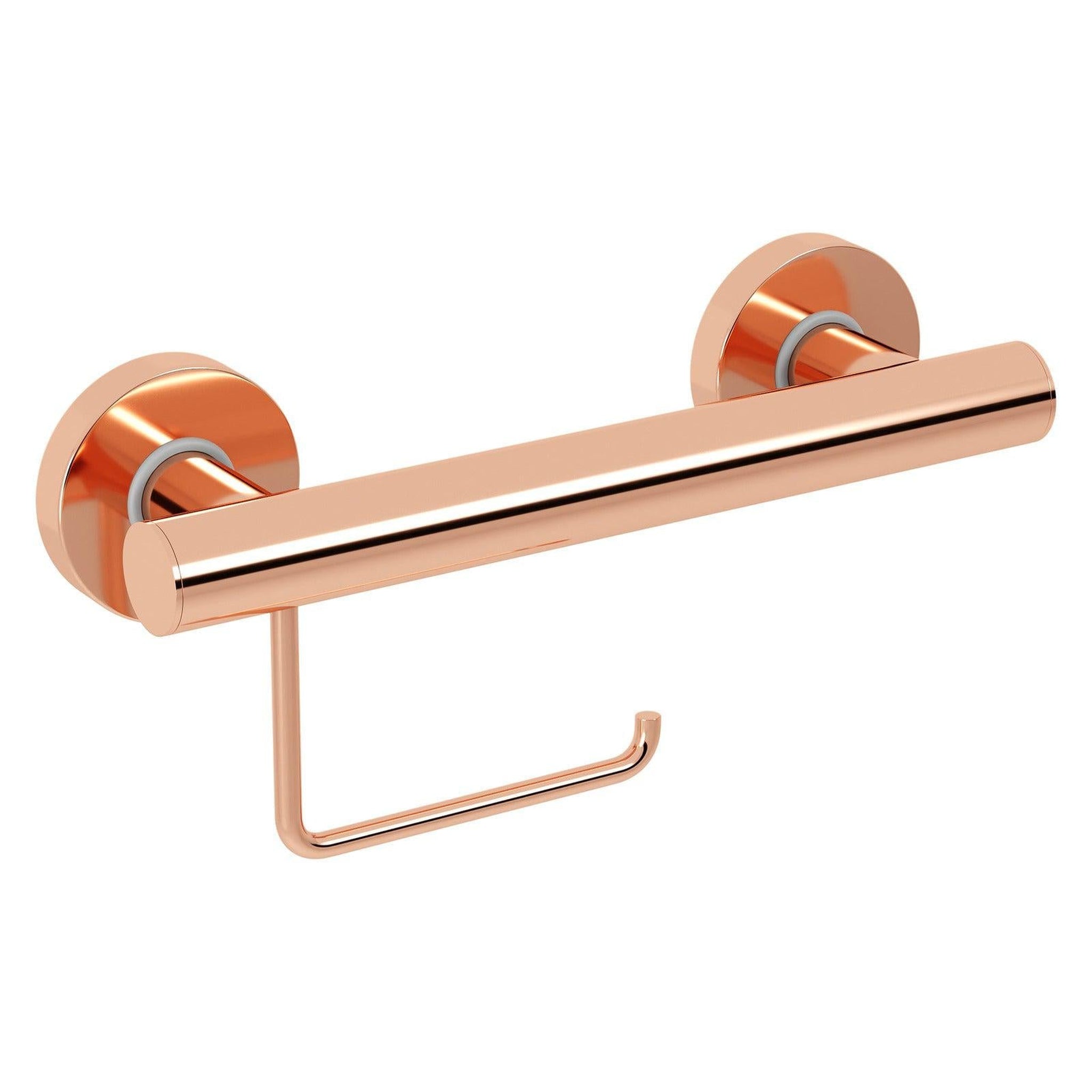 Evekare, Evekare 12" Stainless Steel Concealed Mount Grab Bar With Integrated Toilet Roll Holder in Rose Gold