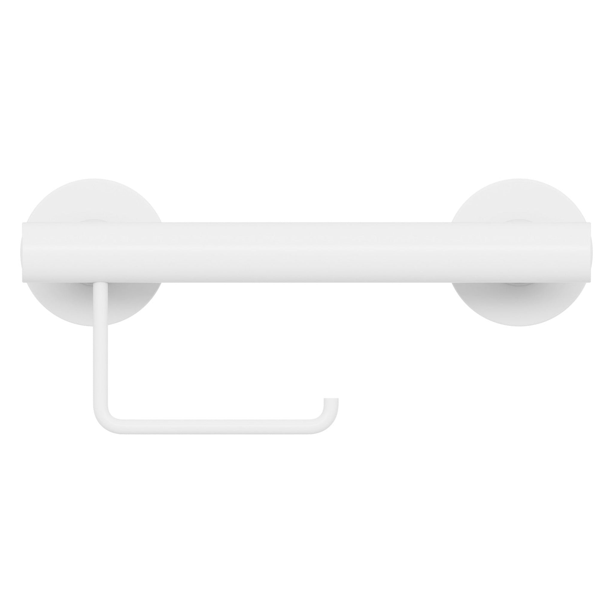 Evekare, Evekare 12" Stainless Steel Concealed Mount Grab Bar With Integrated Toilet Roll Holder in White