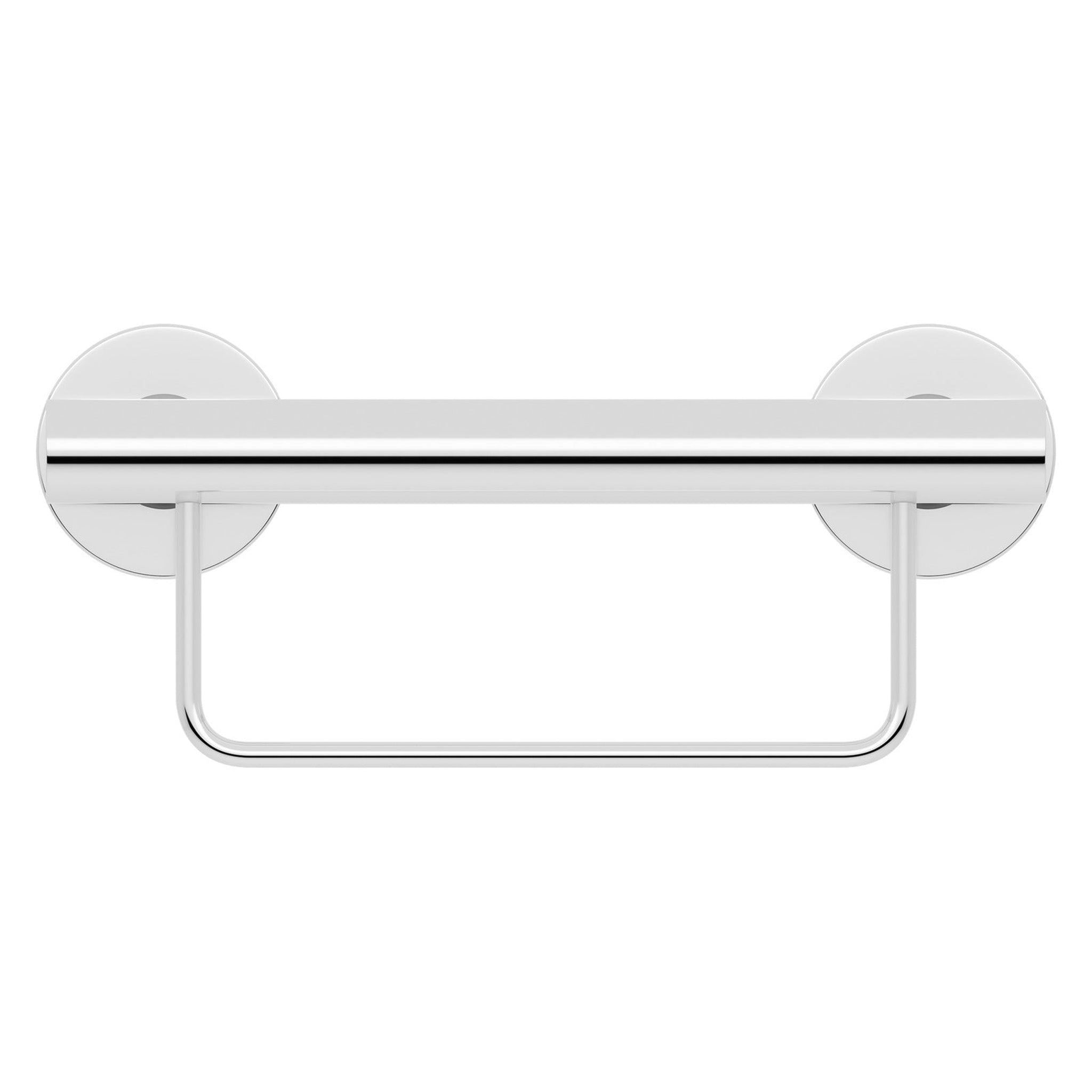 Evekare, Evekare 12" x 1.25" Polished Stainless Steel Concealed Mount Grab Bar With Integrated Towel Holder