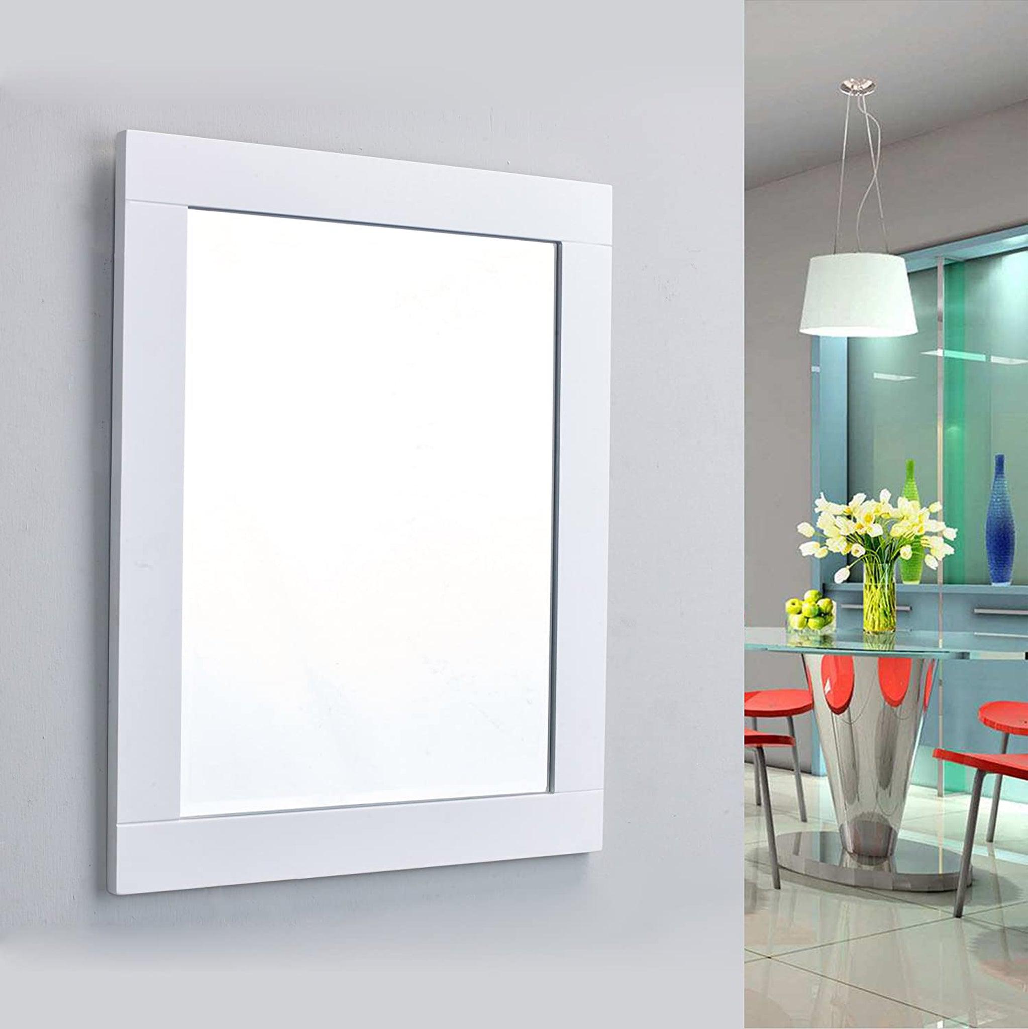 Eviva, Eviva Aberdeen 24" x 30" White Framed Bathroom Wall-Mounted Mirror