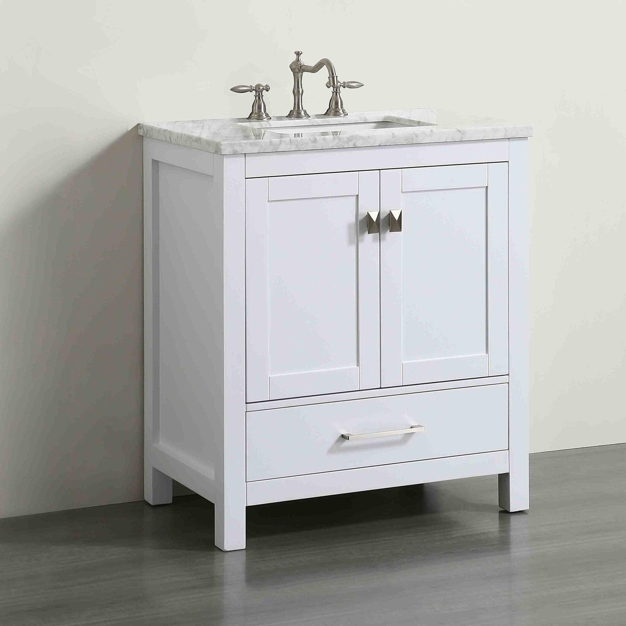 Eviva, Eviva Aberdeen 30" x 34" White Freestanding Bathroom Vanity With Single Undermount Sink