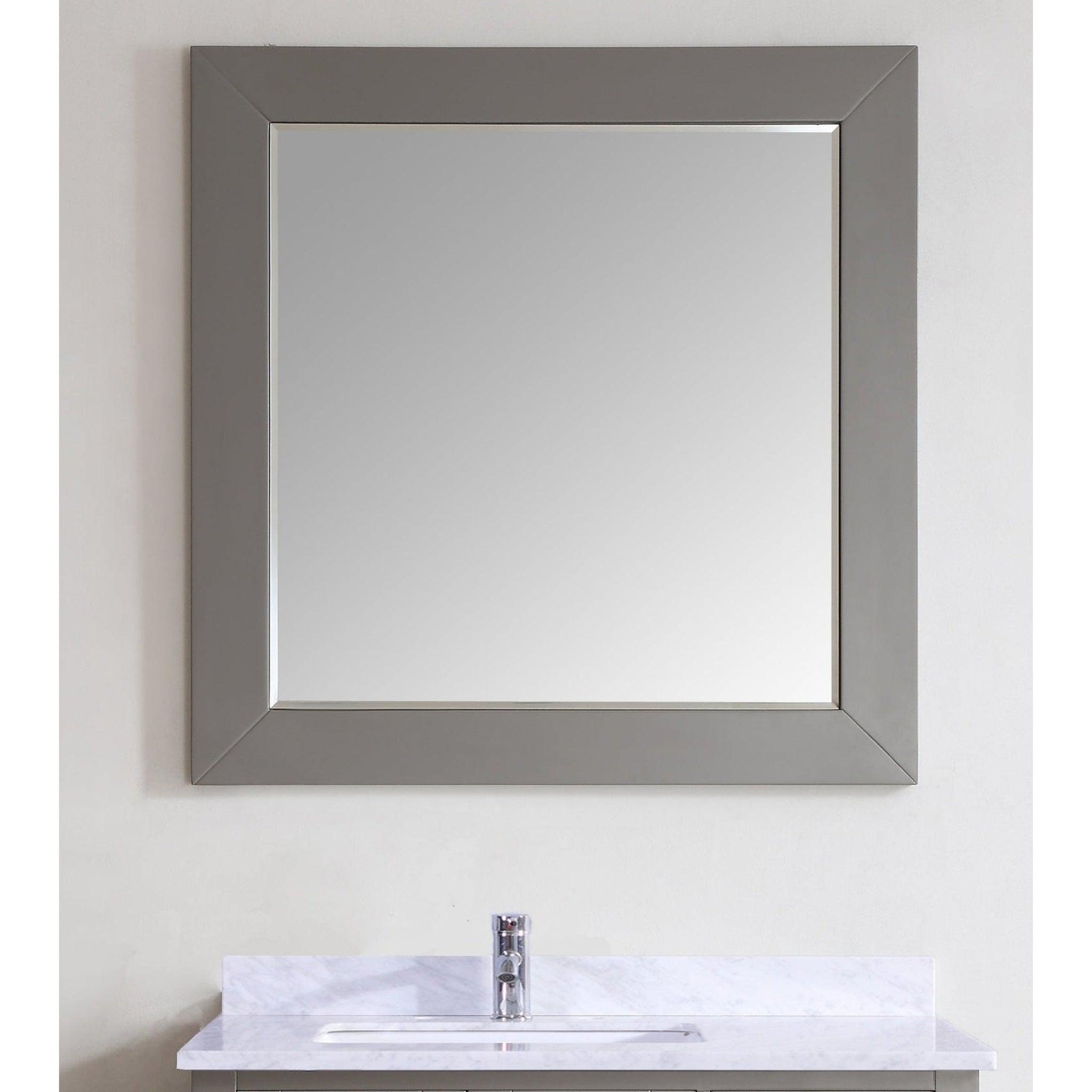 Eviva, Eviva Aberdeen 36" x 30" Gray Framed Bathroom Wall-Mounted Mirror