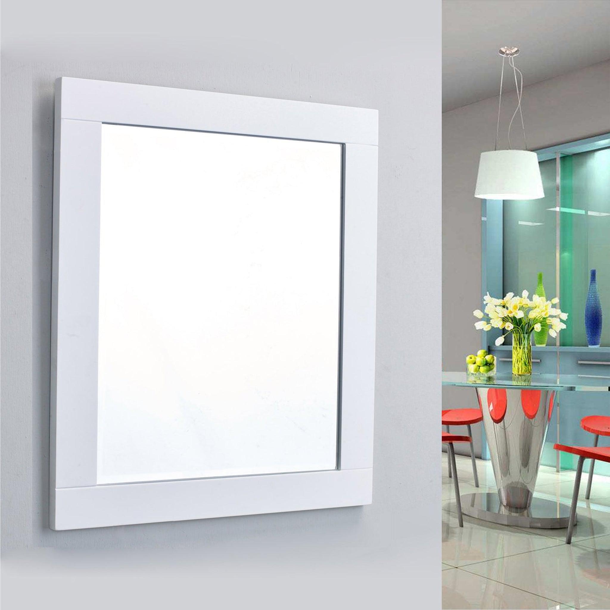 Eviva, Eviva Aberdeen 36" x 30" White Framed Bathroom Wall-Mounted Mirror