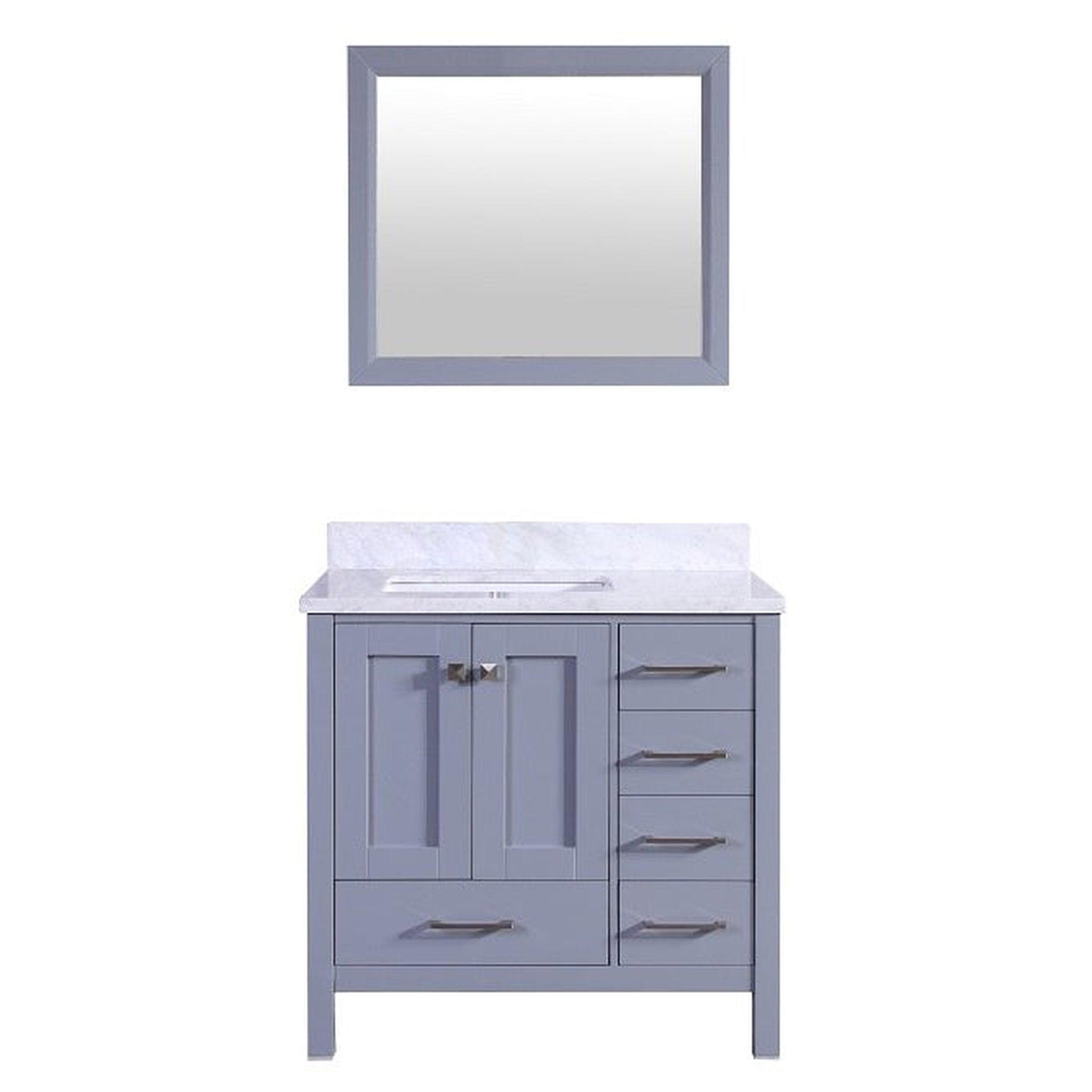 Eviva, Eviva Aberdeen 36" x 34" Gray Freestanding Bathroom Vanity With Single Undermount Sink