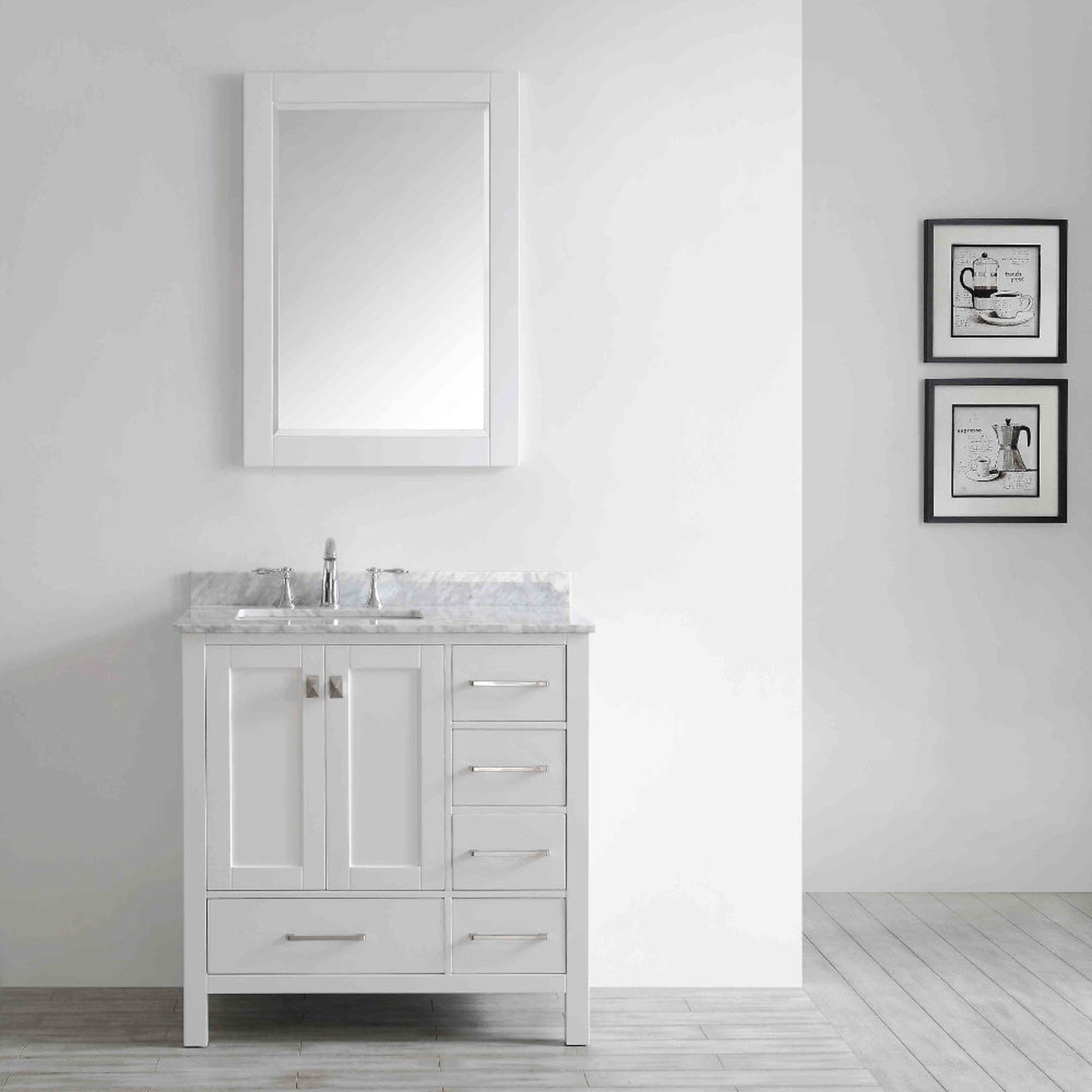 Eviva, Eviva Aberdeen 36" x 34" White Freestanding Bathroom Vanity With Single Undermount Sink