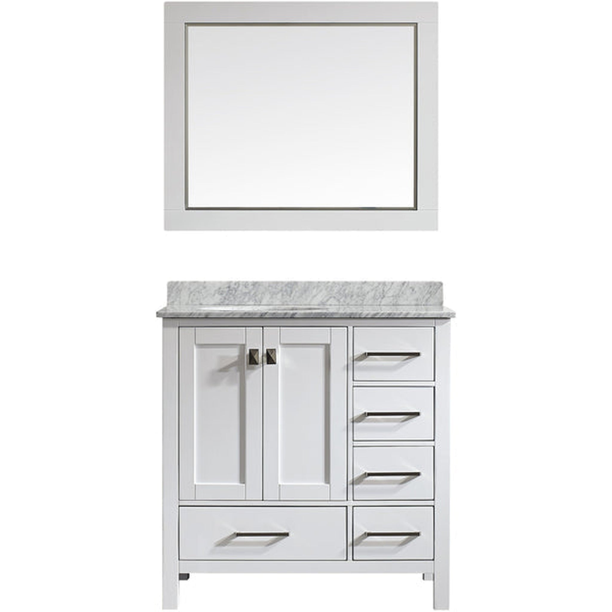 Eviva, Eviva Aberdeen 36" x 34" White Freestanding Bathroom Vanity With Single Undermount Sink