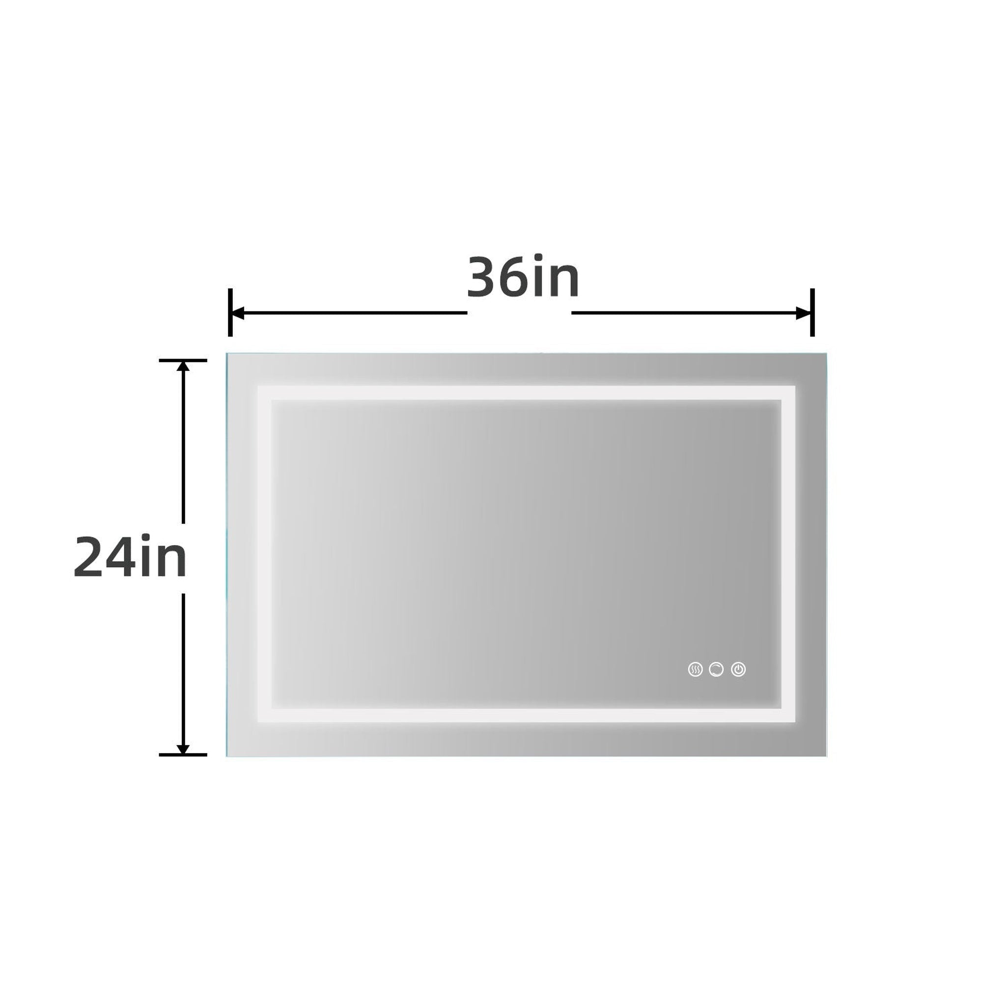 ExBrite, ExBrite Second Generation 36" x 24" Frameless LED Super Slim Bathroom Vanity Mirror With Night Light, Anti Fog, Dimmer, Touch Button and Waterproof IP44