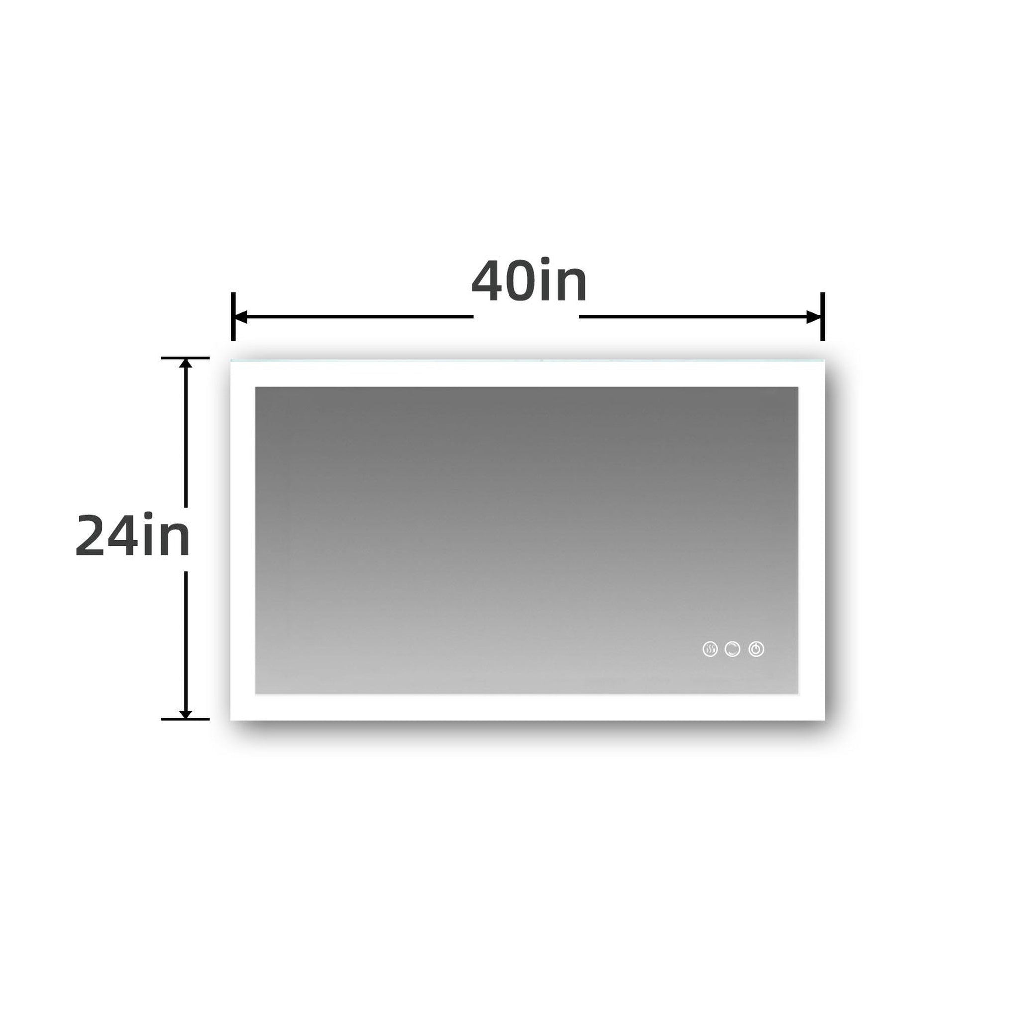 ExBrite, ExBrite Second Generation 40" x 24" Frameless LED Backlit Super Slim Bathroom Vanity Mirror With Night Light, Anti Fog, Dimmer, Touch Button and Waterproof IP44