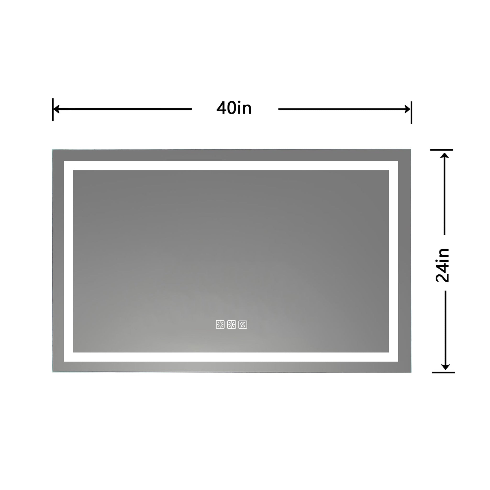 ExBrite, ExBrite Second Generation 40" x 24" Frameless LED Super Slim Bathroom Vanity Mirror With Night Light, Anti Fog, Dimmer, Touch Button and Waterproof IP44