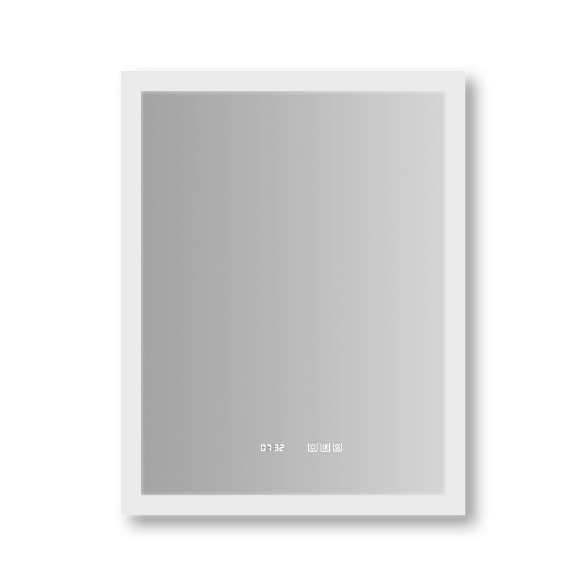 ExBrite, ExBrite Third Generation 28" x 36" Frameless LED Super Slim Bathroom Vanity Mirror With Clock, Night Light, Anti Fog, Dimmer, Touch Button and Waterproof IP44