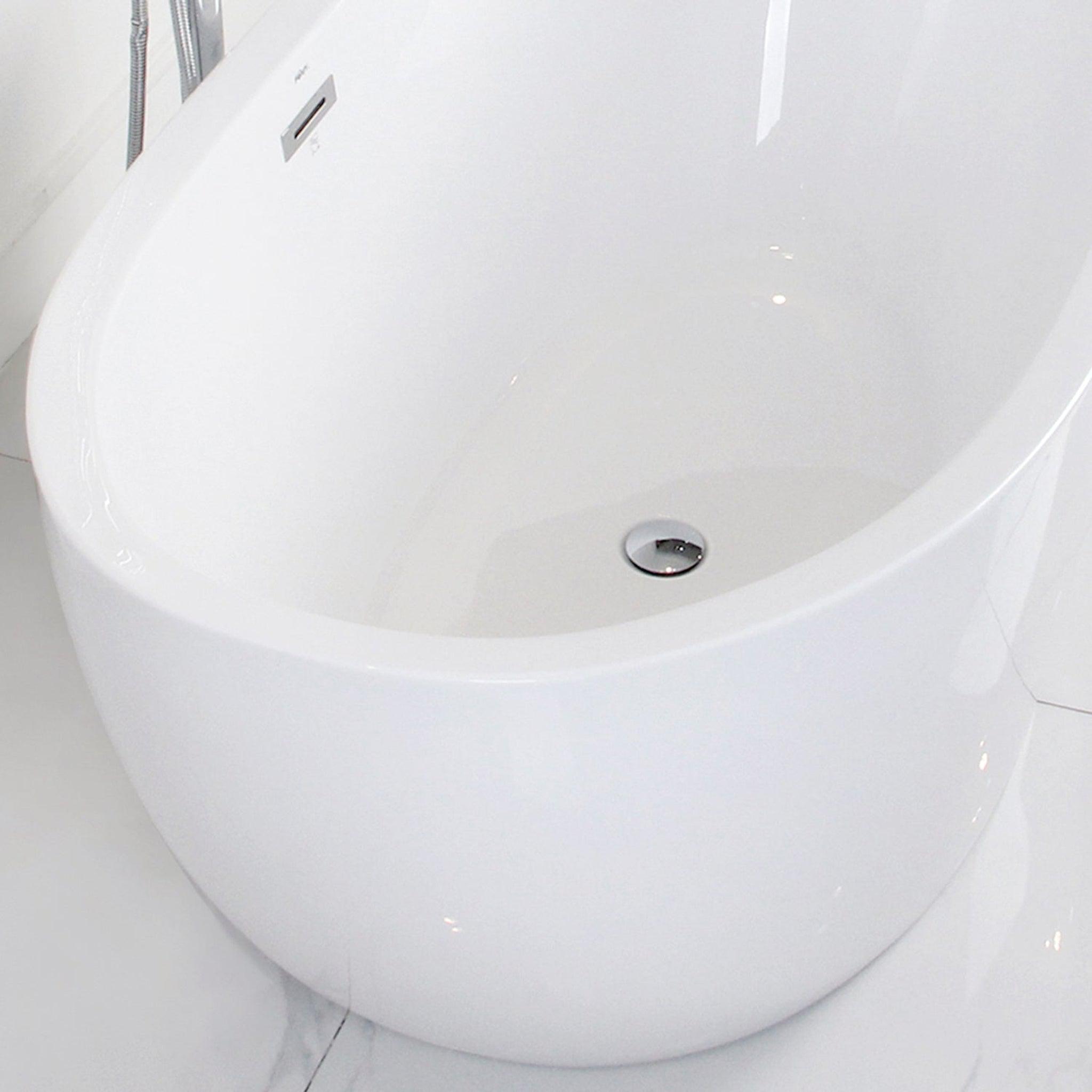 FerdY, FerdY Naha 59" x 31" Oval Glossy White Acrylic Freestanding Double Slipper Soaking Bathtub With Chrome Drain and Overflow