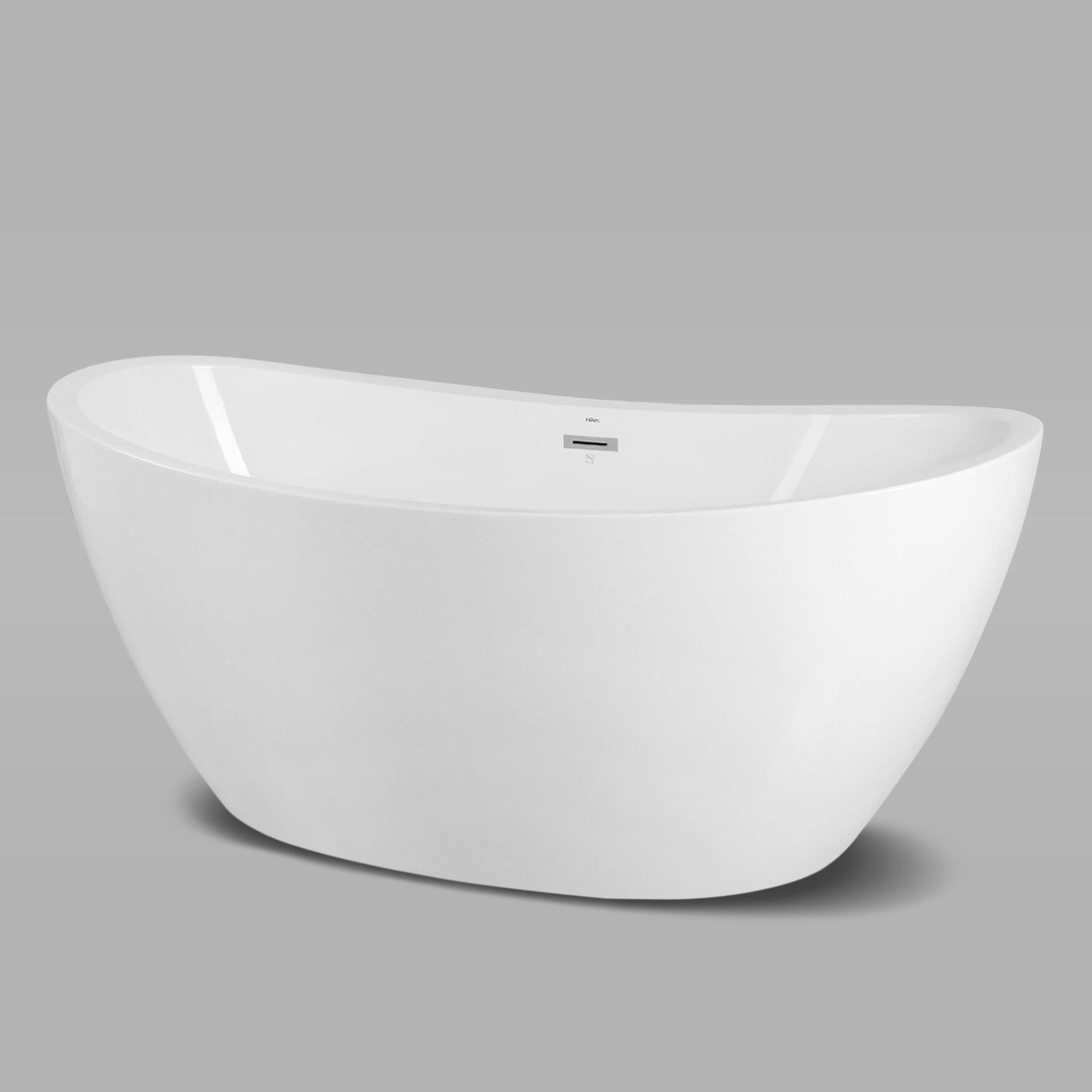 FerdY, FerdY Naha 67" x 31" Oval Glossy White Acrylic Freestanding Double Slipper Soaking Bathtub With Chrome Drain and Overflow