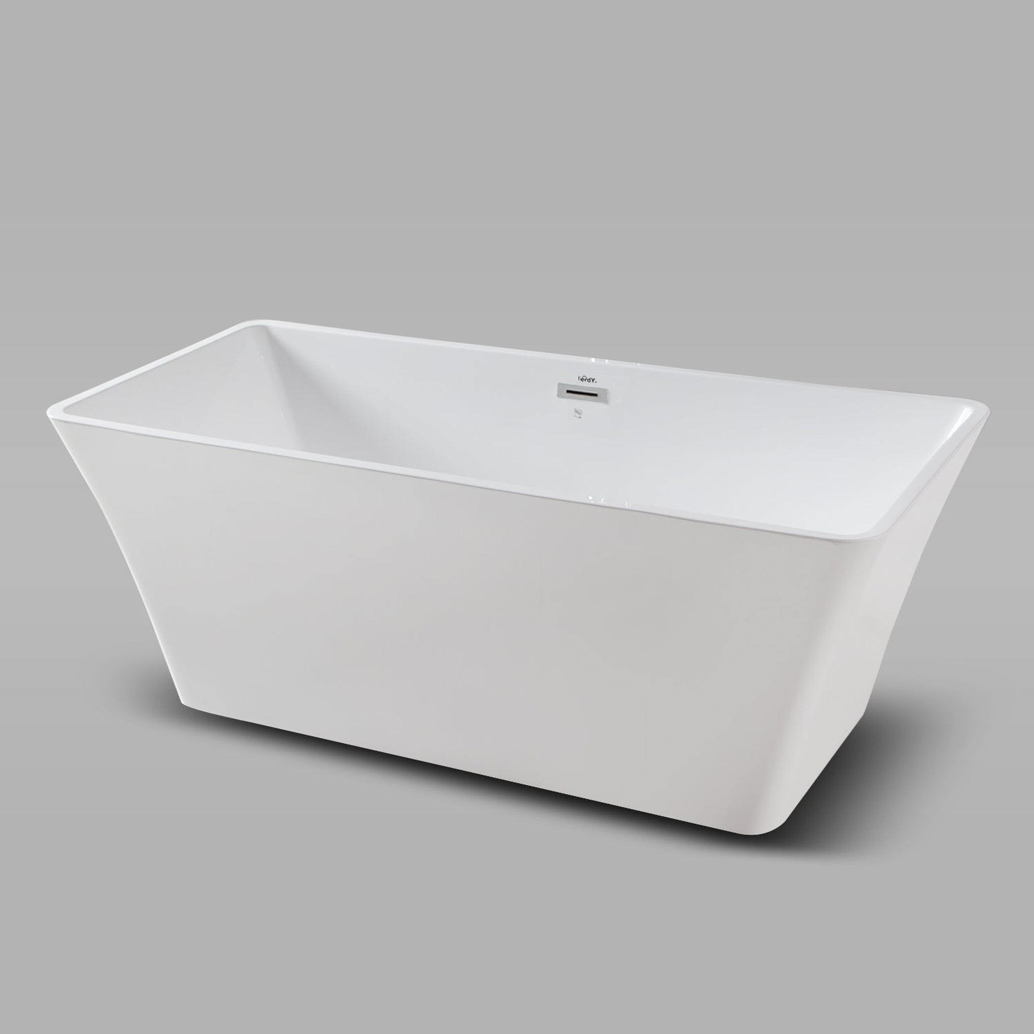 FerdY, FerdY Sentosa 59" x 30" Rectangular Glossy White Acrylic Freestanding Double Slipper Soaking Bathtub With Chrome Drain and Overflow