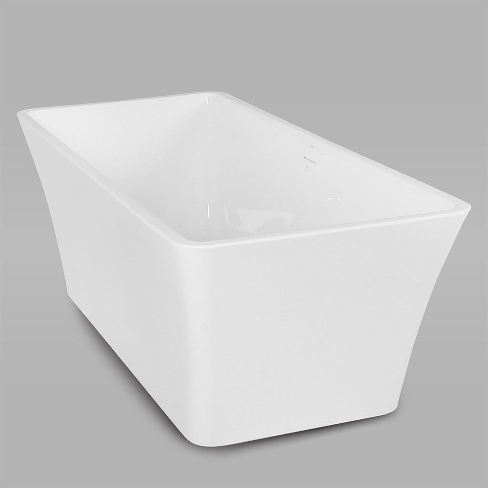 FerdY, FerdY Sentosa 67" x 30" Rectangular Glossy White Acrylic Freestanding Double Slipper Soaking Bathtub With Brushed Nickel Drain and Overflow