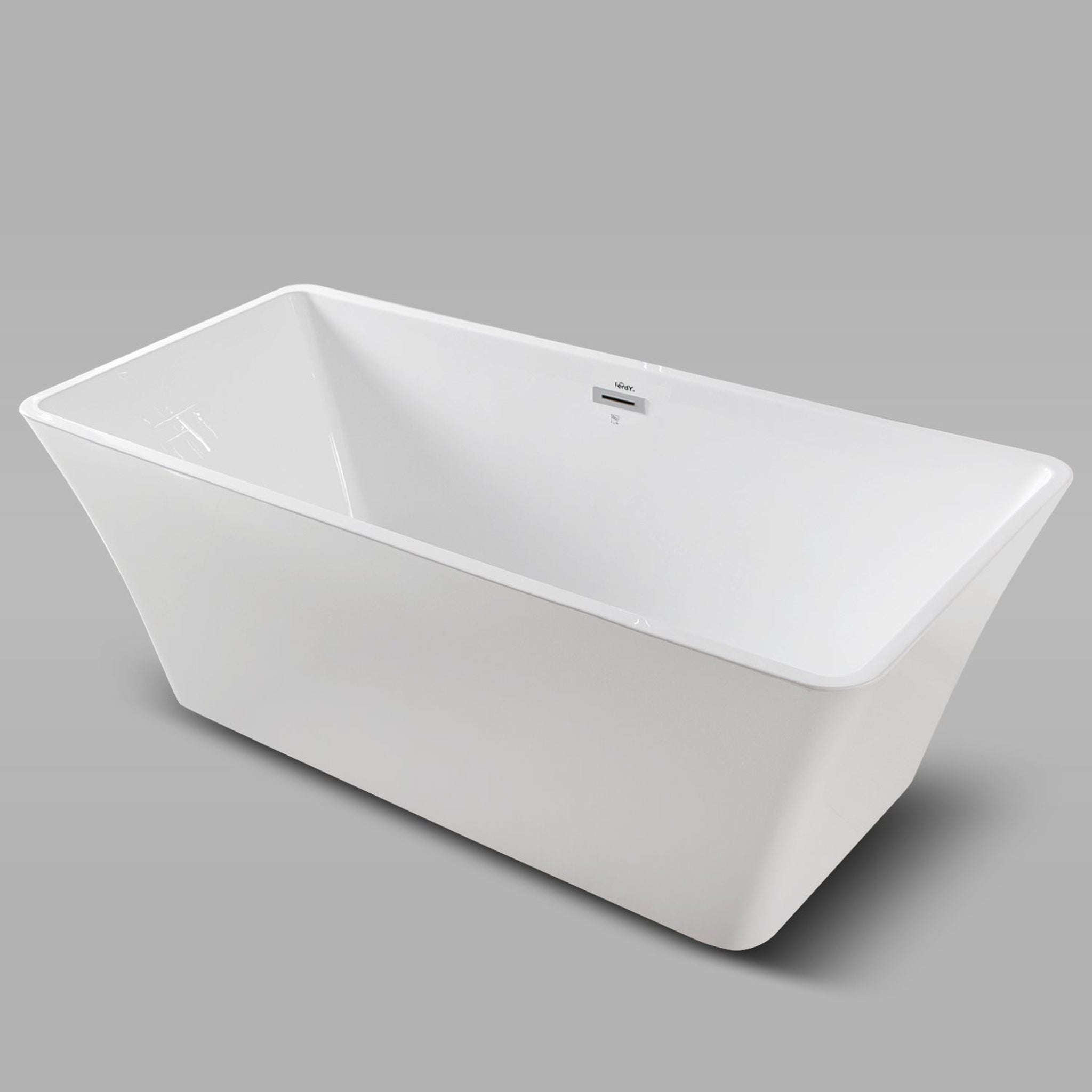 FerdY, FerdY Sentosa 67" x 30" Rectangular Glossy White Acrylic Freestanding Double Slipper Soaking Bathtub With Chrome Drain and Overflow