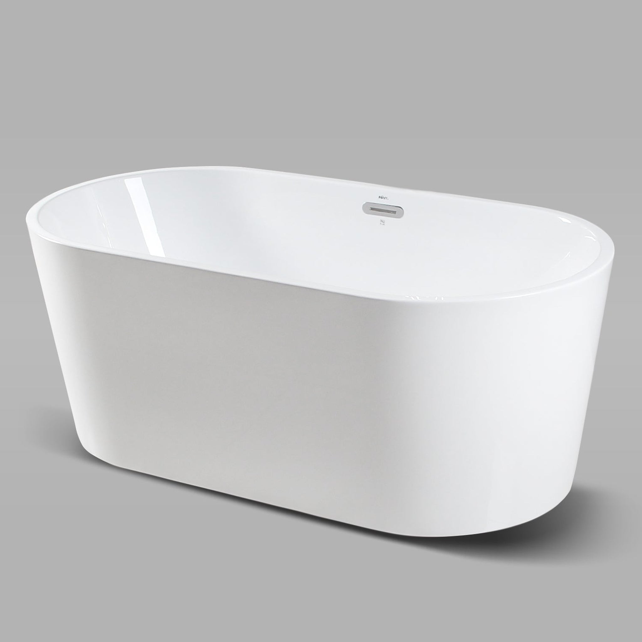 FerdY, FerdY Shangri-La 59" x 30" Oval Glossy White Acrylic Freestanding Double Slipper Soaking Bathtub With Chrome Drain and Overflow