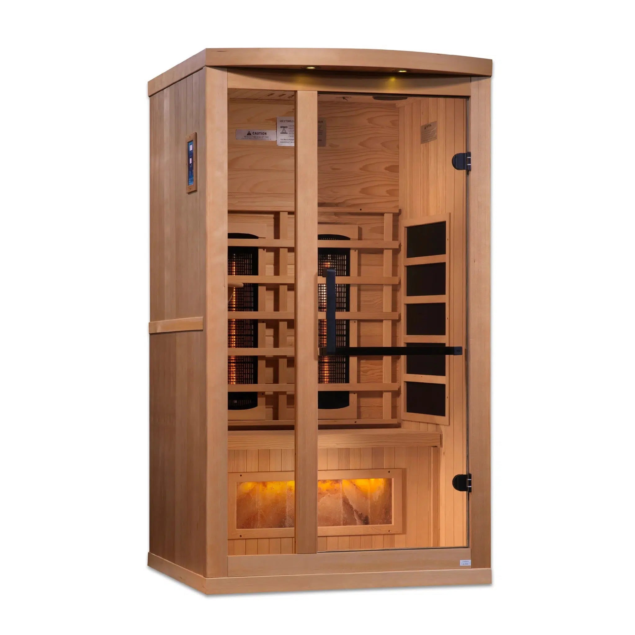 Golden Designs, Golden Designs 1-Person Full Spectrum PureTech Near Zero EMF FAR Infrared Carbon Sauna With Himalayan Salt Bar in Canadian Hemlock