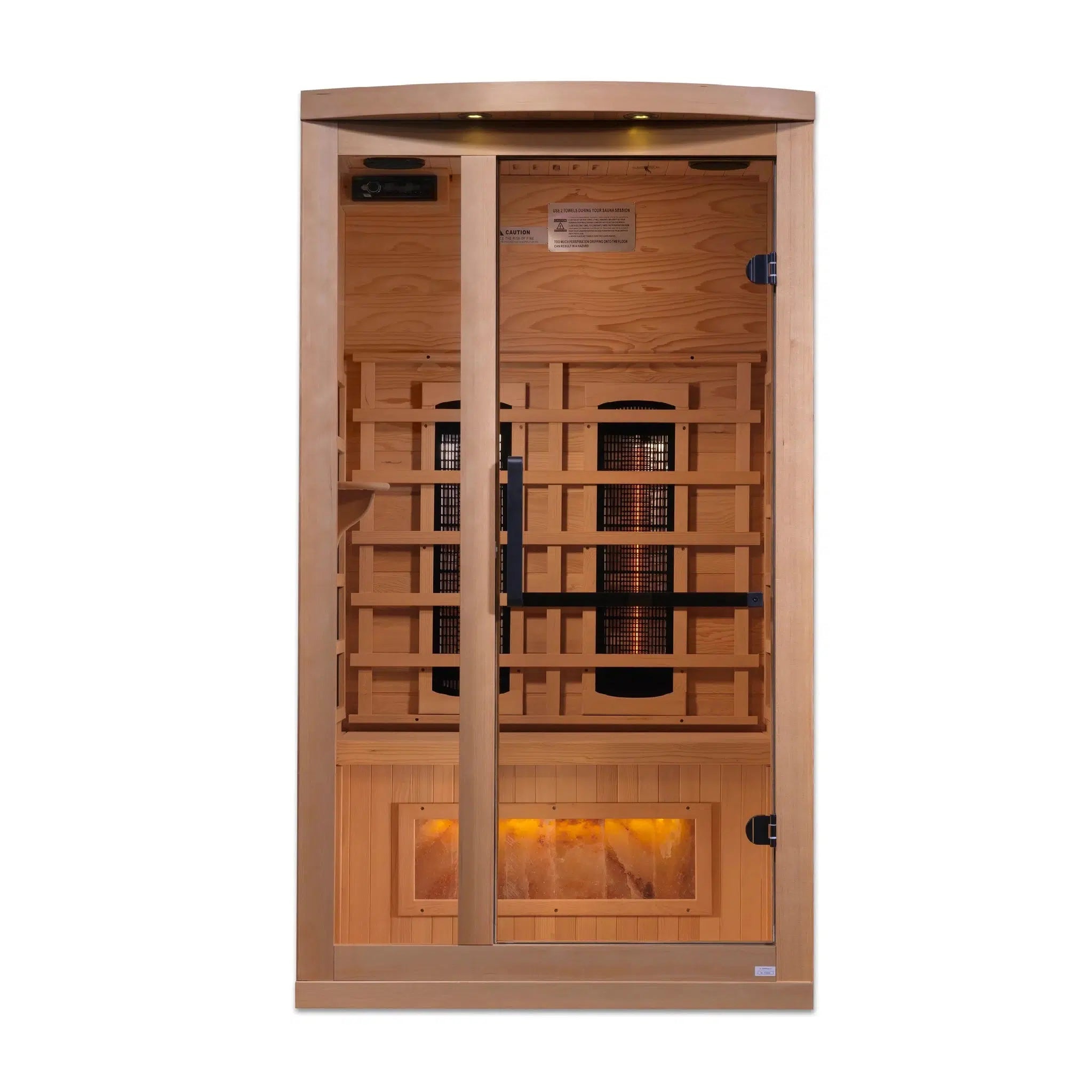 Golden Designs, Golden Designs 1-Person Full Spectrum PureTech Near Zero EMF FAR Infrared Carbon Sauna With Himalayan Salt Bar in Canadian Hemlock