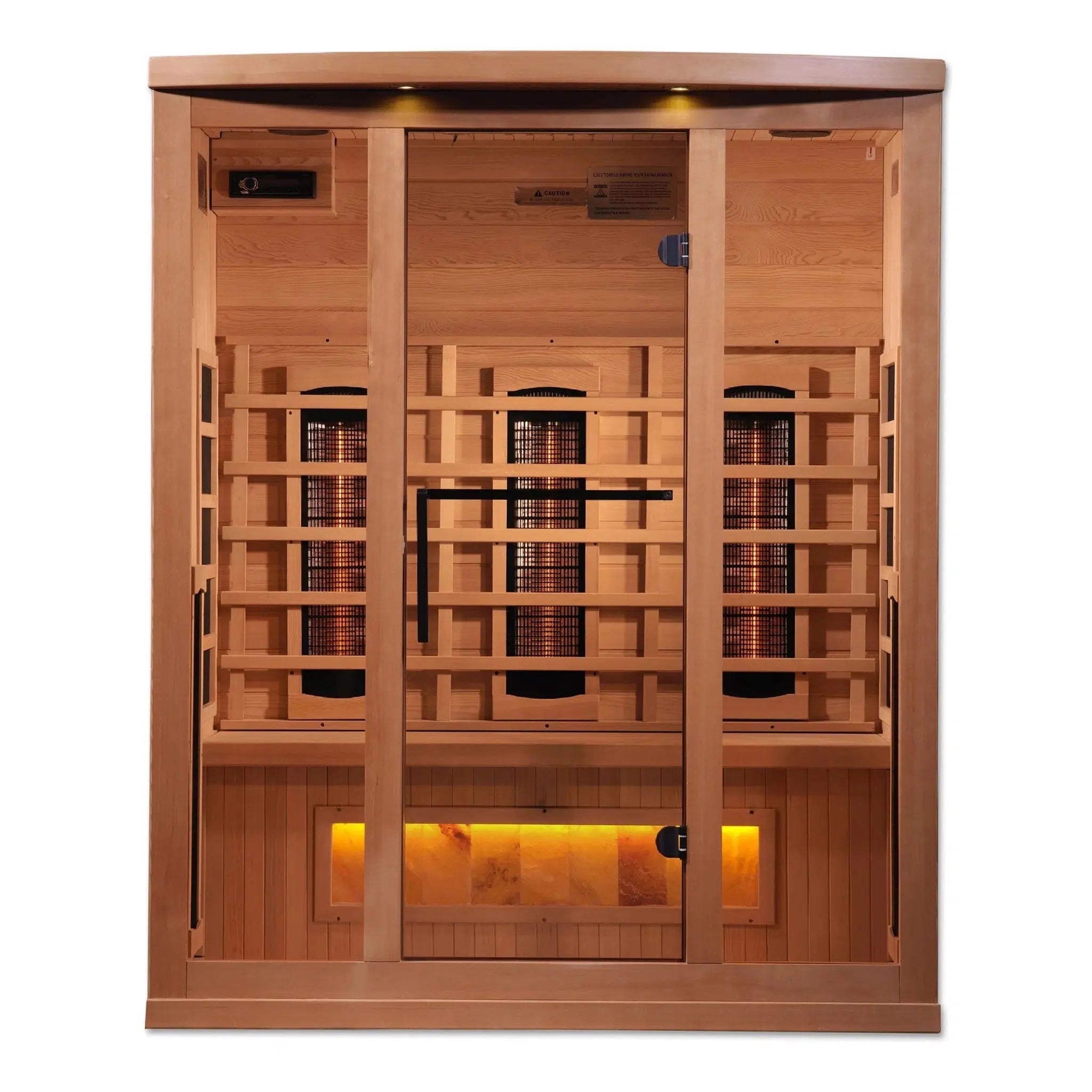 Golden Designs, Golden Designs 3-Person Full Spectrum PureTech Near Zero EMF FAR Infrared Carbon Sauna With 1 Himalayan Salt Bar in Canadian Hemlock