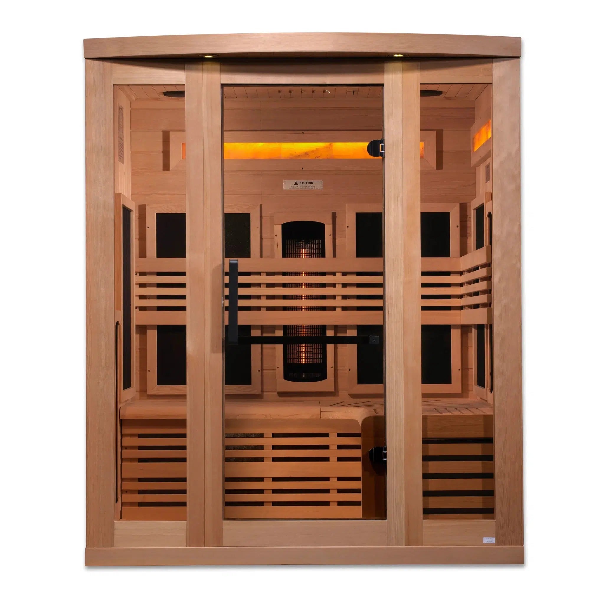 Golden Designs, Golden Designs 3-Person Full Spectrum PureTech Near Zero EMF FAR Infrared Carbon Sauna With 3 Himalayan Salt Bar in Canadian Hemlock