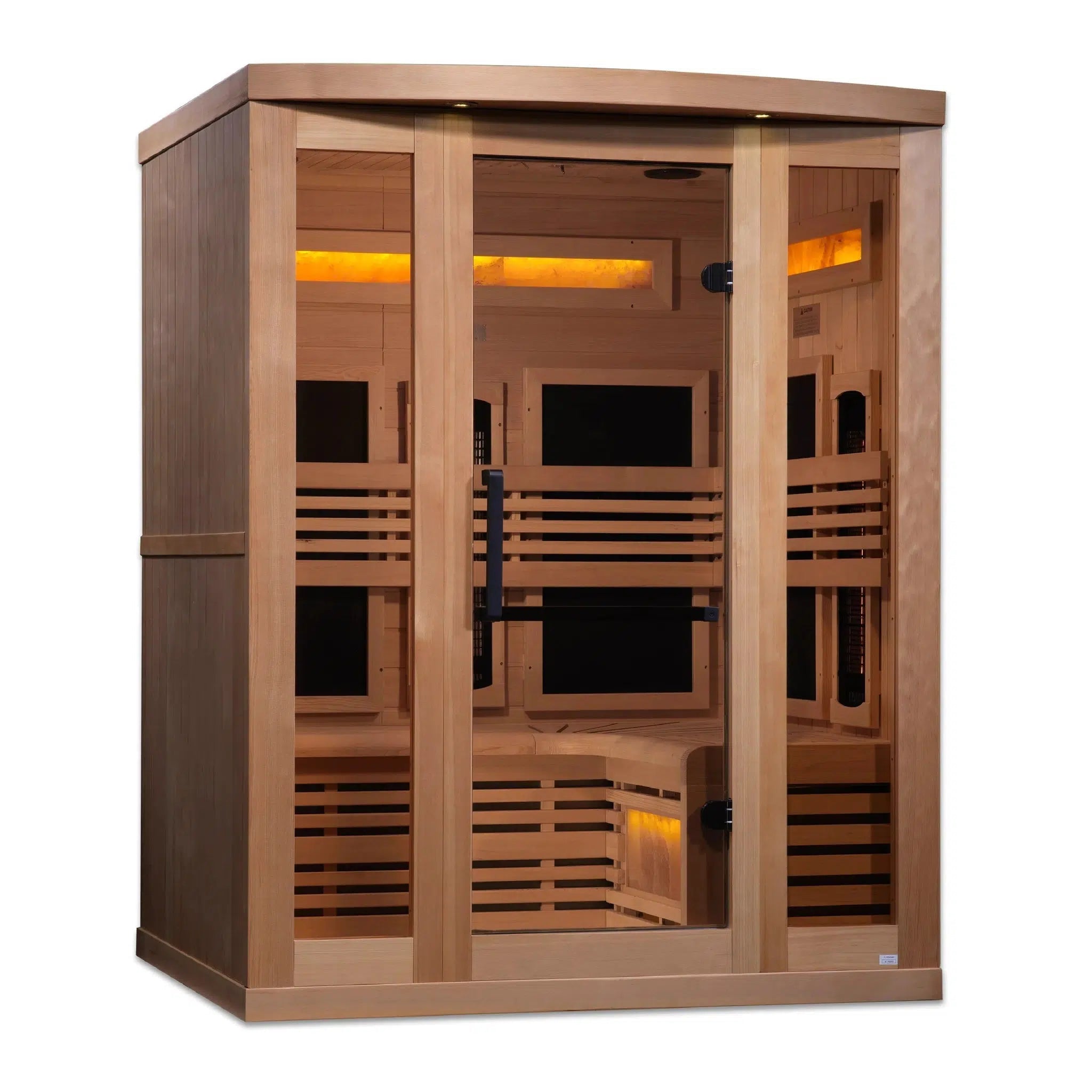 Golden Designs, Golden Designs 3-Person Full Spectrum PureTech Near Zero EMF FAR Infrared Carbon Sauna With 3 Himalayan Salt Bar in Canadian Hemlock