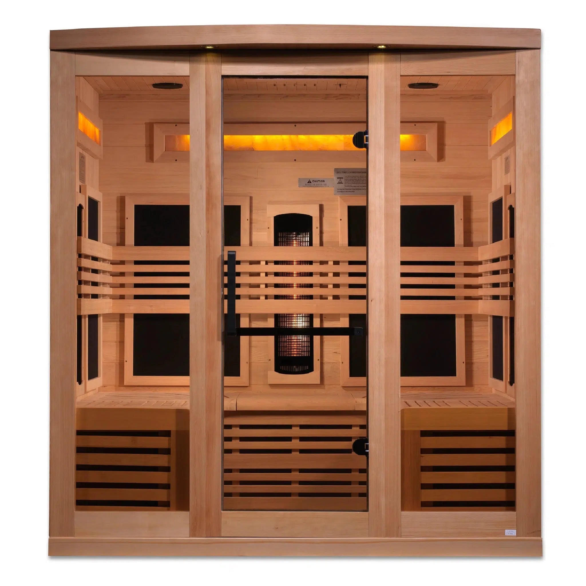 Golden Designs, Golden Designs 6-Person Full Spectrum PureTech Near Zero EMF FAR Infrared Carbon Sauna With Himalayan Salt Bar in Canadian Hemlock