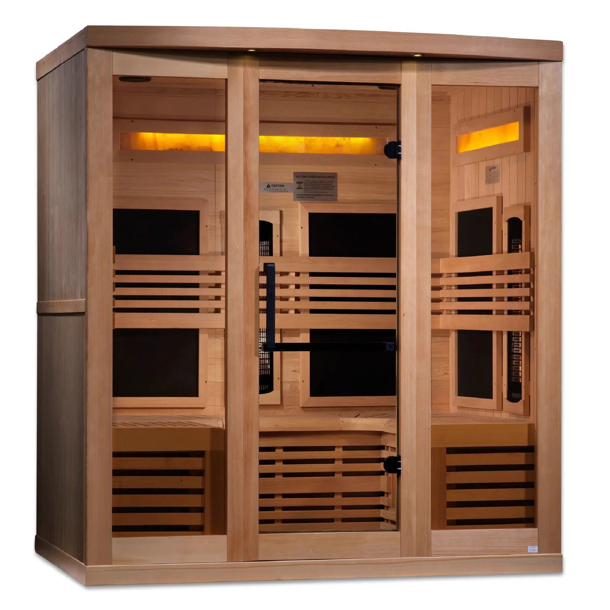 Golden Designs, Golden Designs 6-Person Full Spectrum PureTech Near Zero EMF FAR Infrared Carbon Sauna With Himalayan Salt Bar in Canadian Hemlock