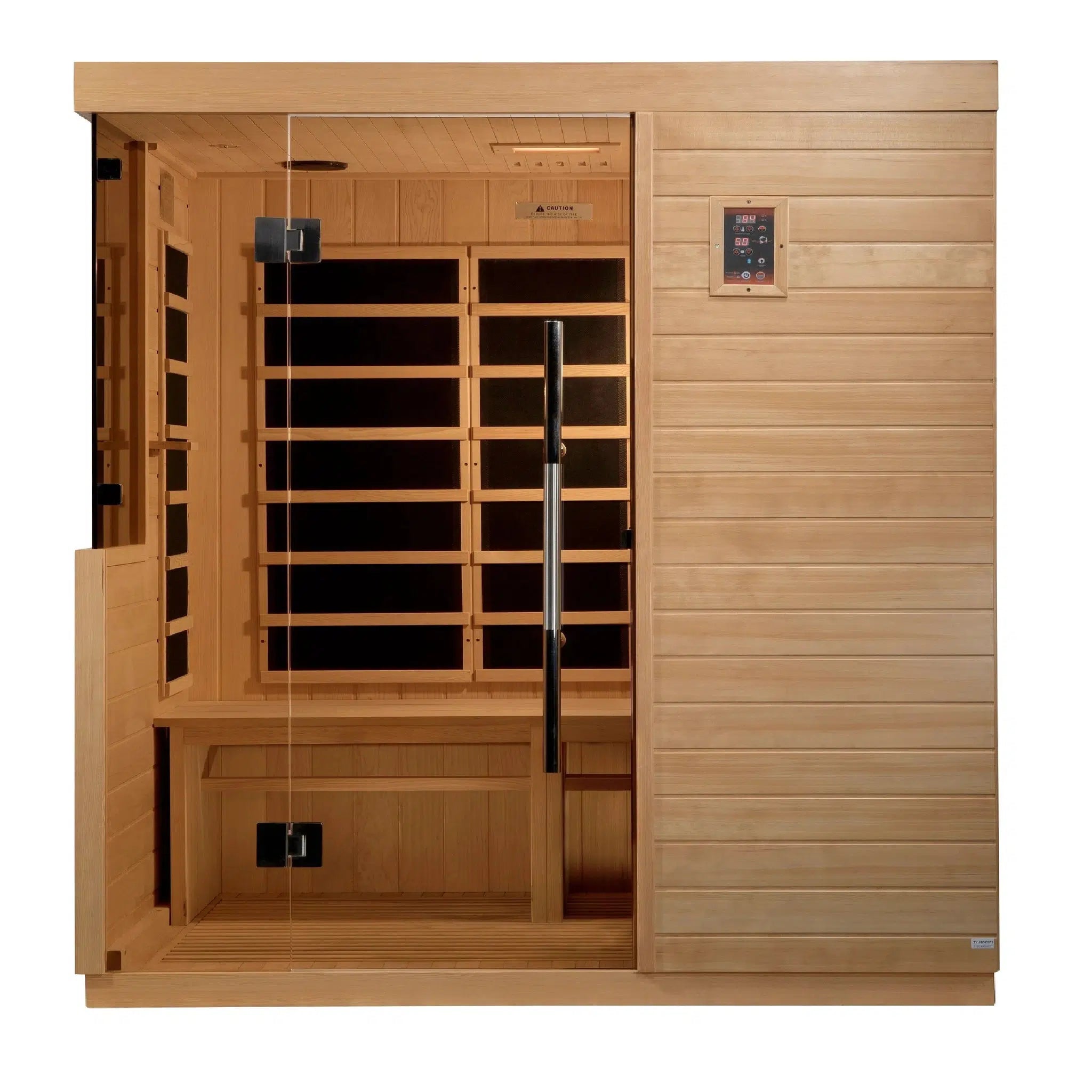 Golden Designs, Golden Designs Dynamic Bilbao 3-Person Ultra Low EMF FAR Infrared Carbon Sauna in Canadian Hemlock