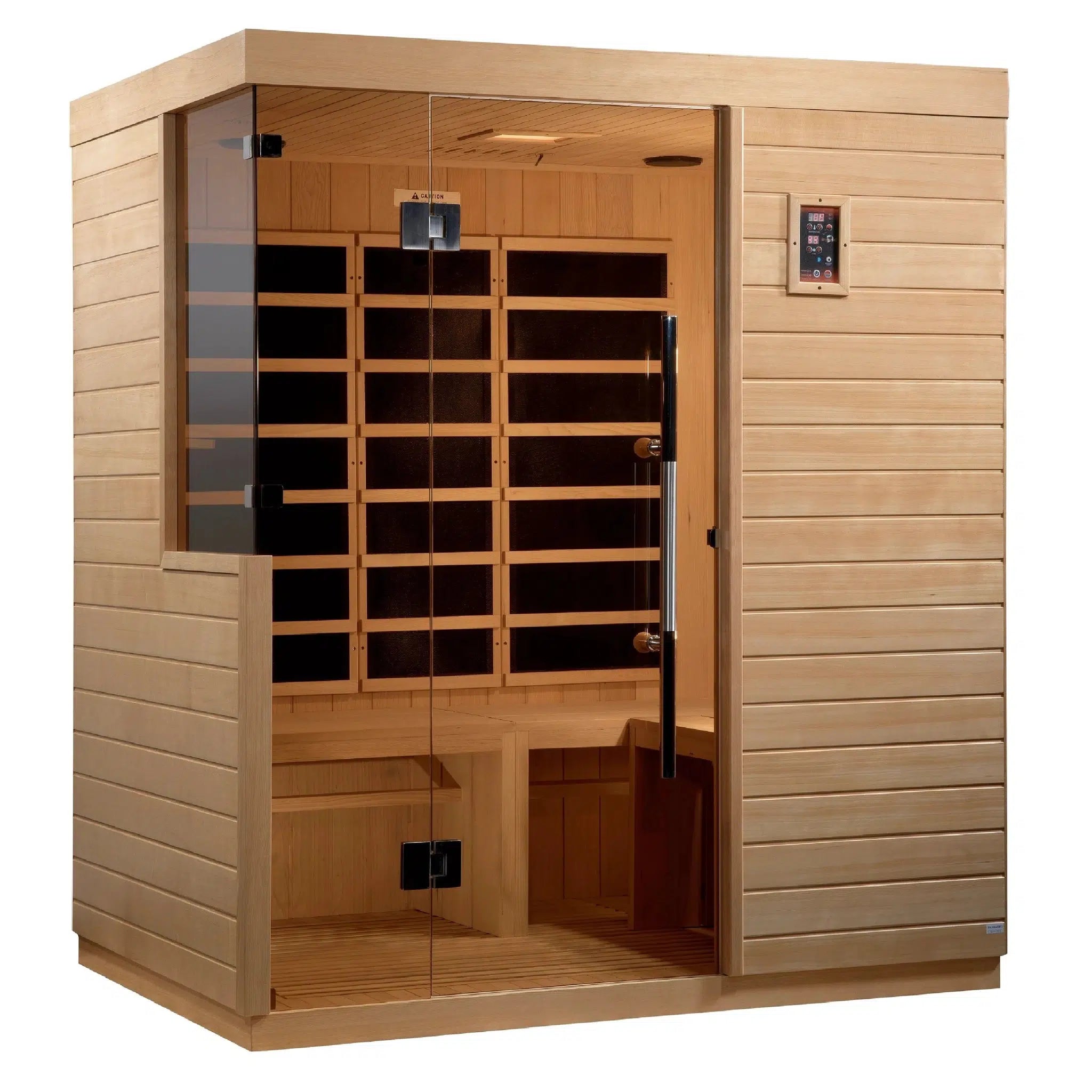 Golden Designs, Golden Designs Dynamic Bilbao 3-Person Ultra Low EMF FAR Infrared Carbon Sauna in Canadian Hemlock