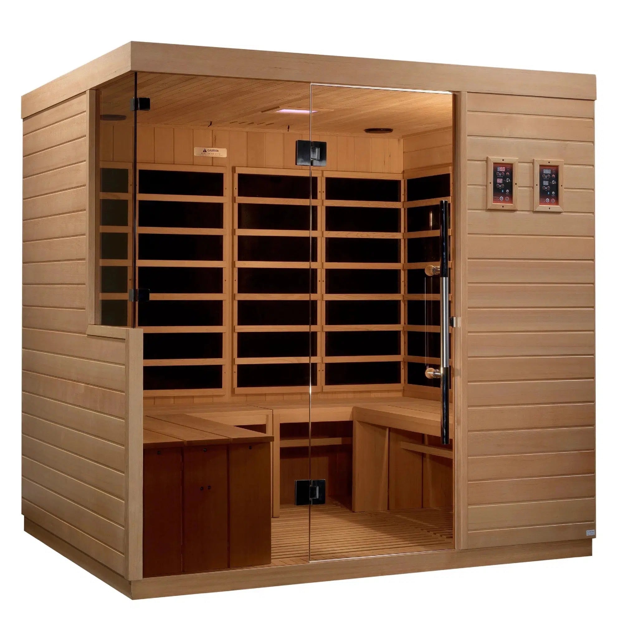 Golden Designs, Golden Designs Dynamic La Sagrada 6-Person Ultra Low EMF FAR Infrared Carbon Sauna in Canadian Hemlock