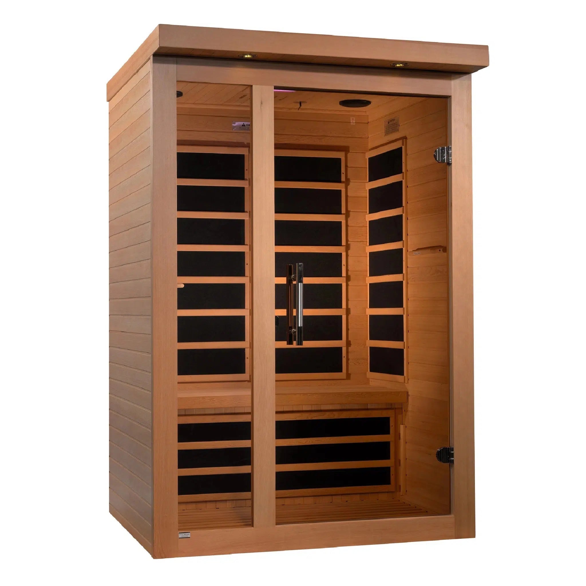 Golden Designs, Golden Designs Dynamic Llumeneres 2-Person Ultra Low EMF FAR Infrared Carbon Sauna in Canadian Hemlock