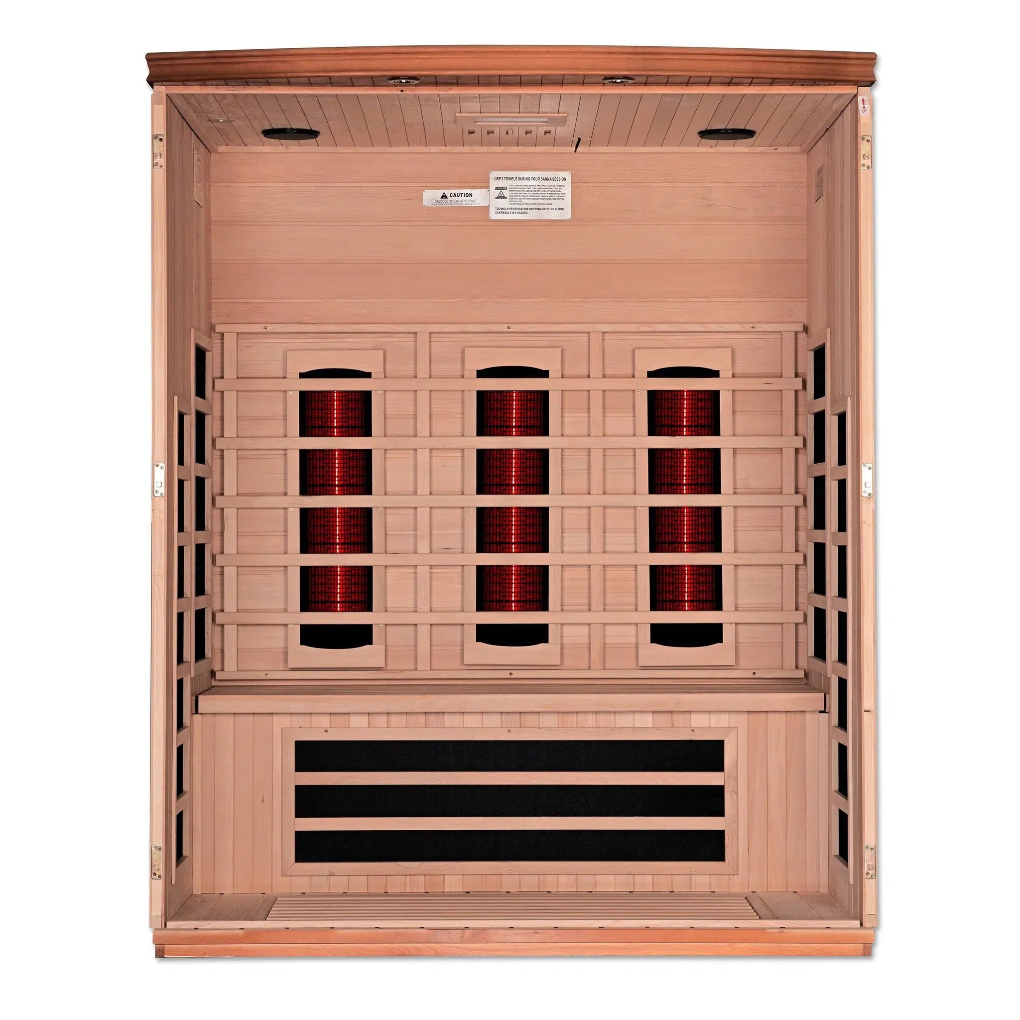 Golden Designs, Golden Designs Dynamic Lugano 3-Person Full Spectrum Near Zero EMF FAR Infrared Carbon Sauna in Canadian Hemlock