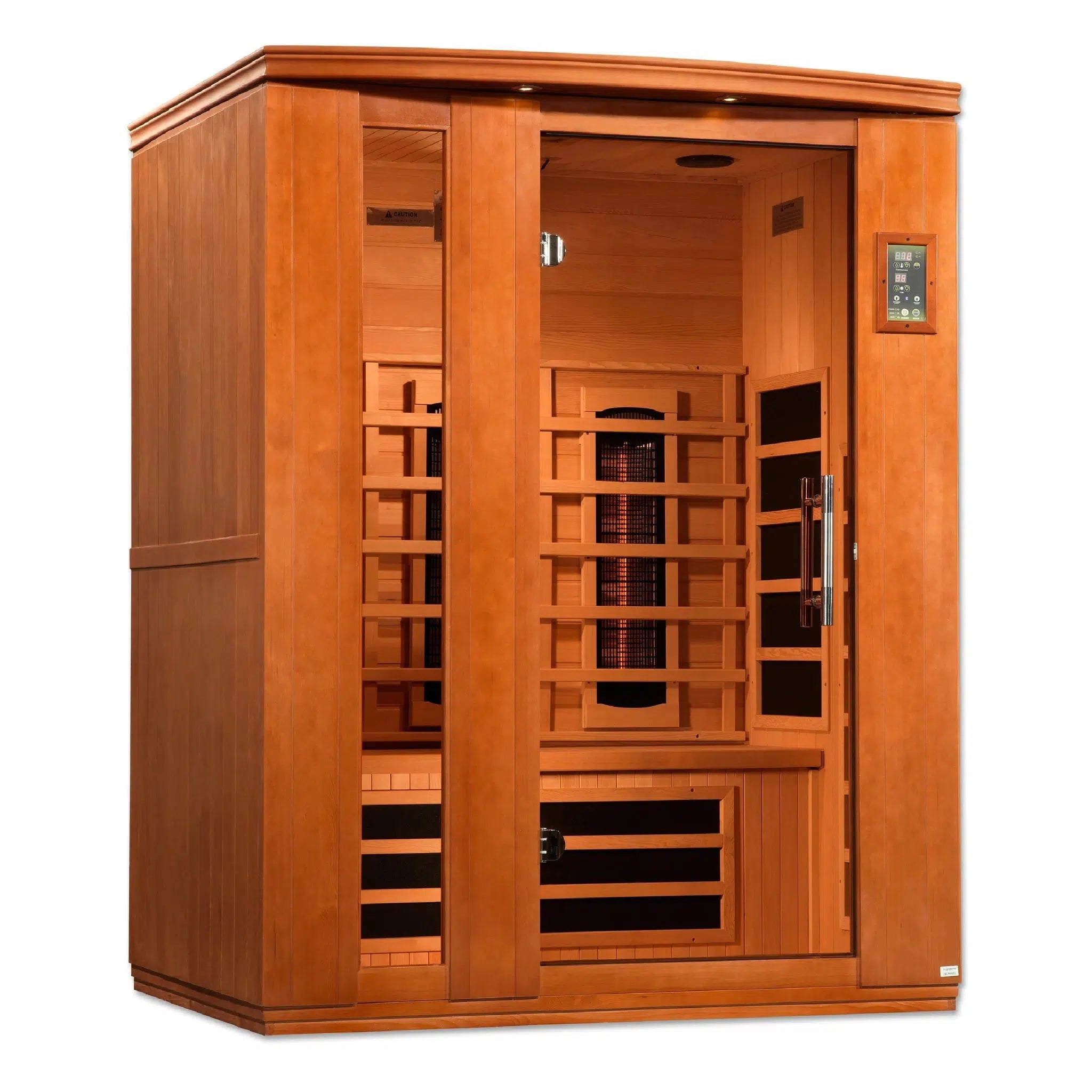 Golden Designs, Golden Designs Dynamic Lugano 3-Person Full Spectrum Near Zero EMF FAR Infrared Carbon Sauna in Canadian Hemlock