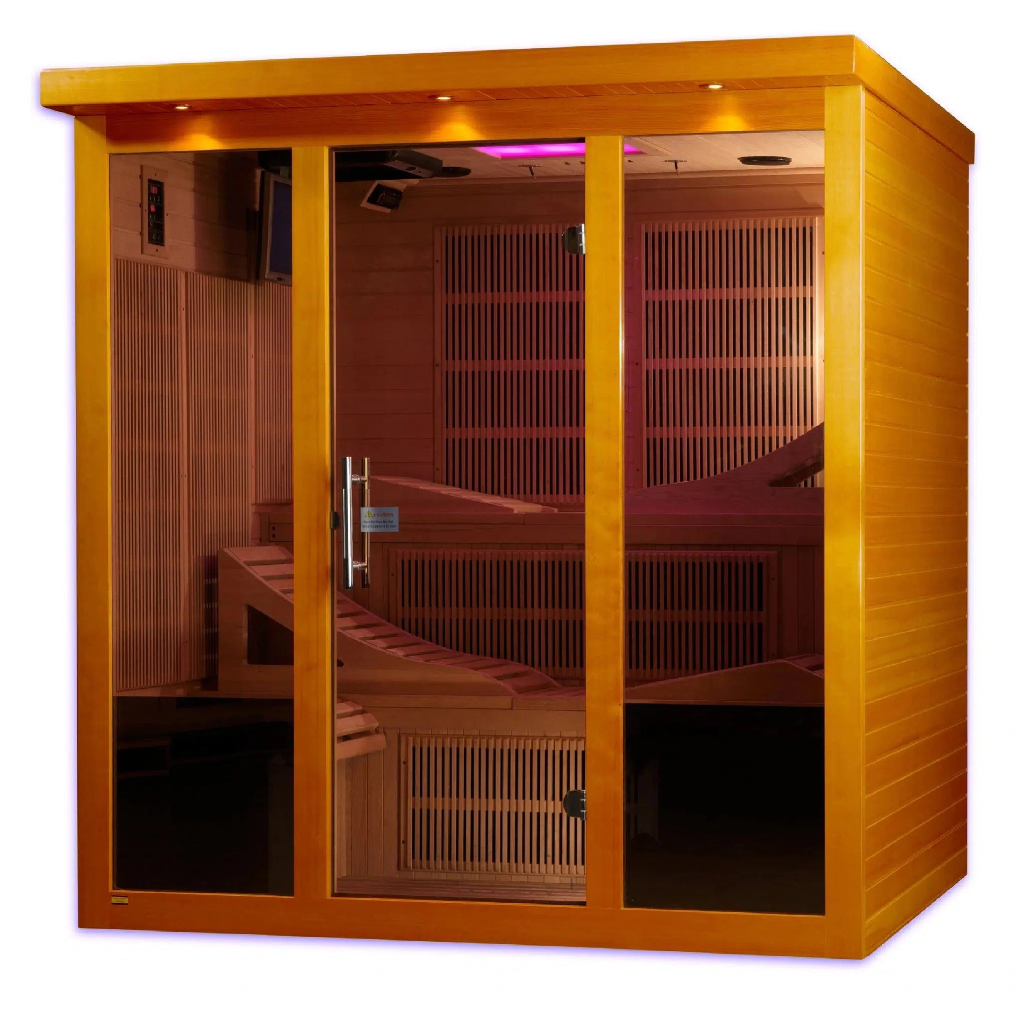 Golden Designs, Golden Designs Dynamic Monaco 6-Person Near Zero EMF FAR Infrared Carbon Sauna in Canadian Hemlock