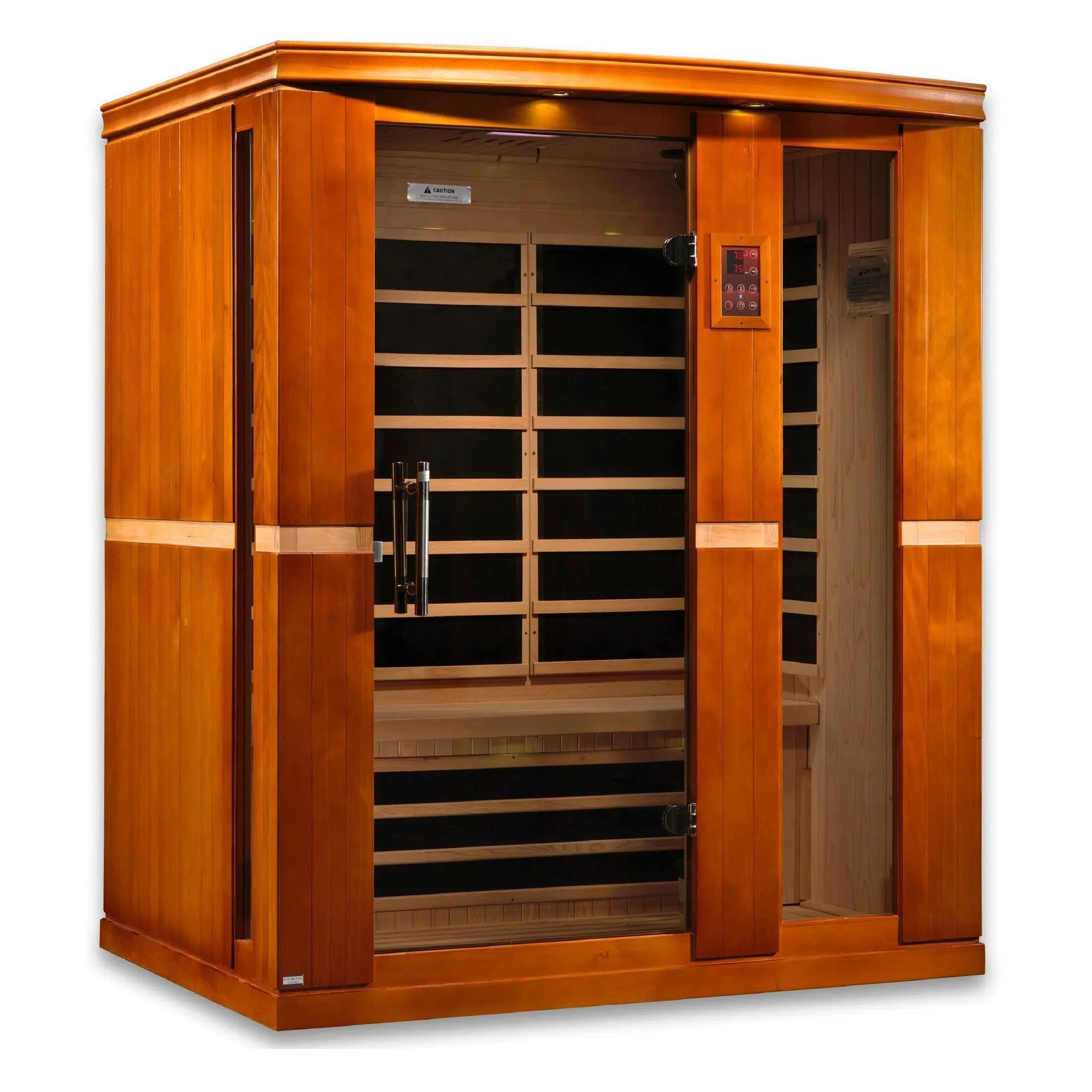 Golden Designs, Golden Designs Dynamic Palermo 3-Person Low EMF FAR Infrared Carbon Sauna in Canadian Hemlock