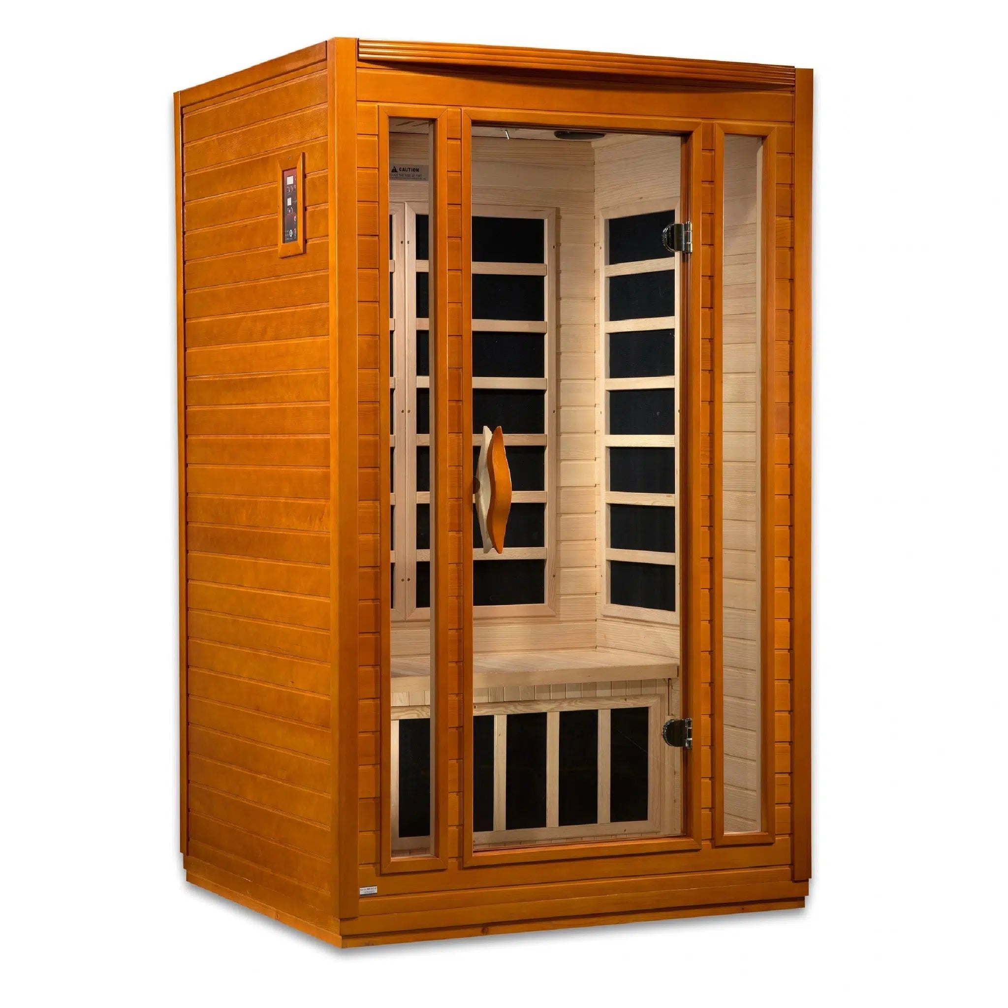 Golden Designs, Golden Designs Dynamic San Marino 2-Person Low EMF FAR Infrared Carbon Sauna in Canadian Hemlock