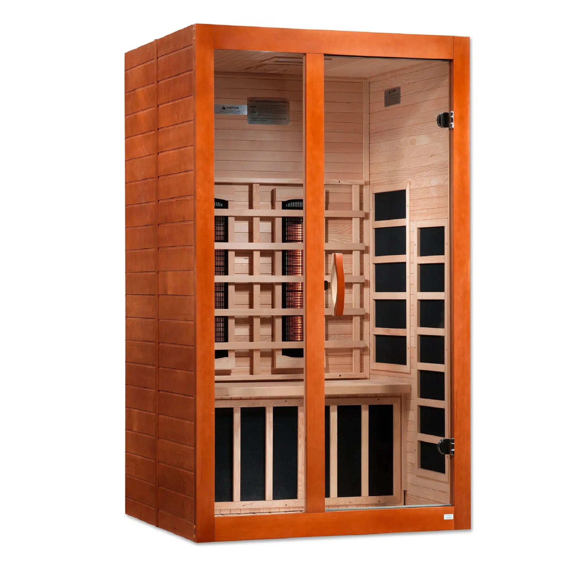 Golden Designs, Golden Designs Dynamic Santiago 2-Person Full Spectrum Near Zero EMF FAR Infrared Carbon Sauna in Canadian Hemlock