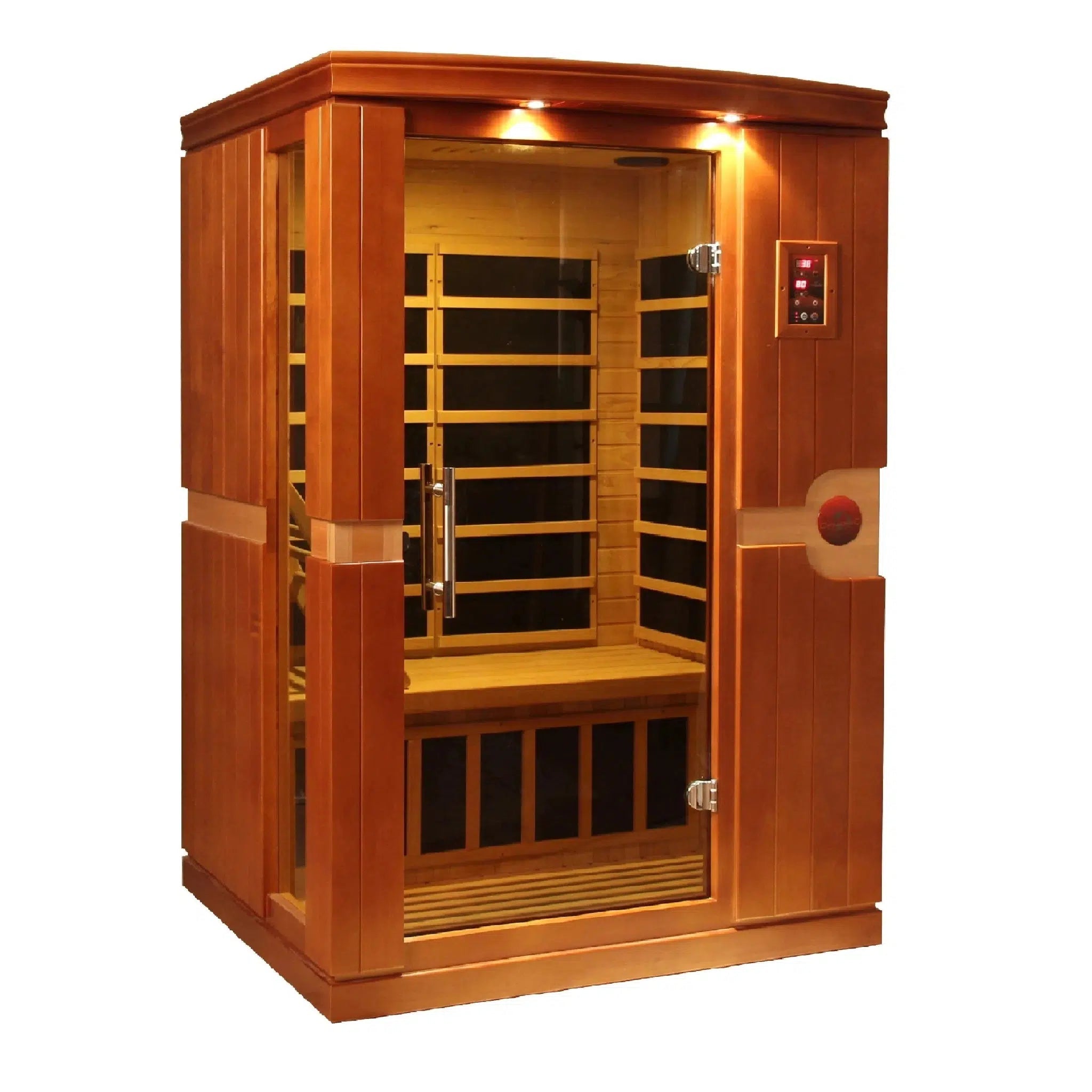 Golden Designs, Golden Designs Dynamic Venice 2-Person Low EMF FAR Infrared Carbon Sauna in Canadian Hemlock