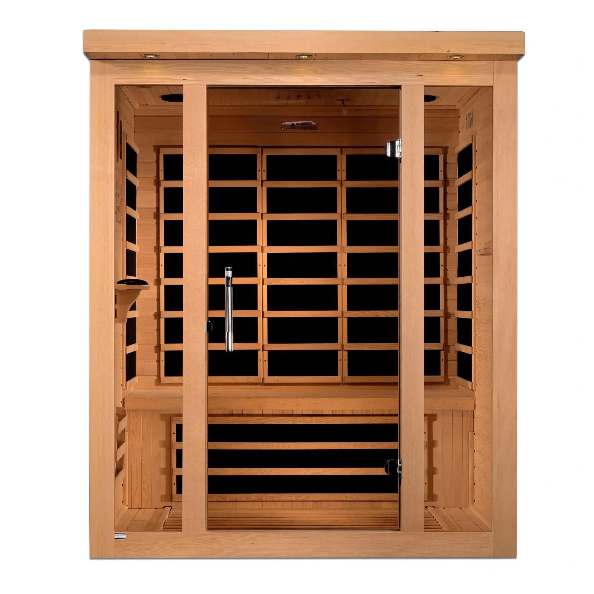 Golden Designs, Golden Designs Dynamic Vila 3-Person Ultra Low EMF FAR Infrared Carbon Sauna in Canadian Hemlock