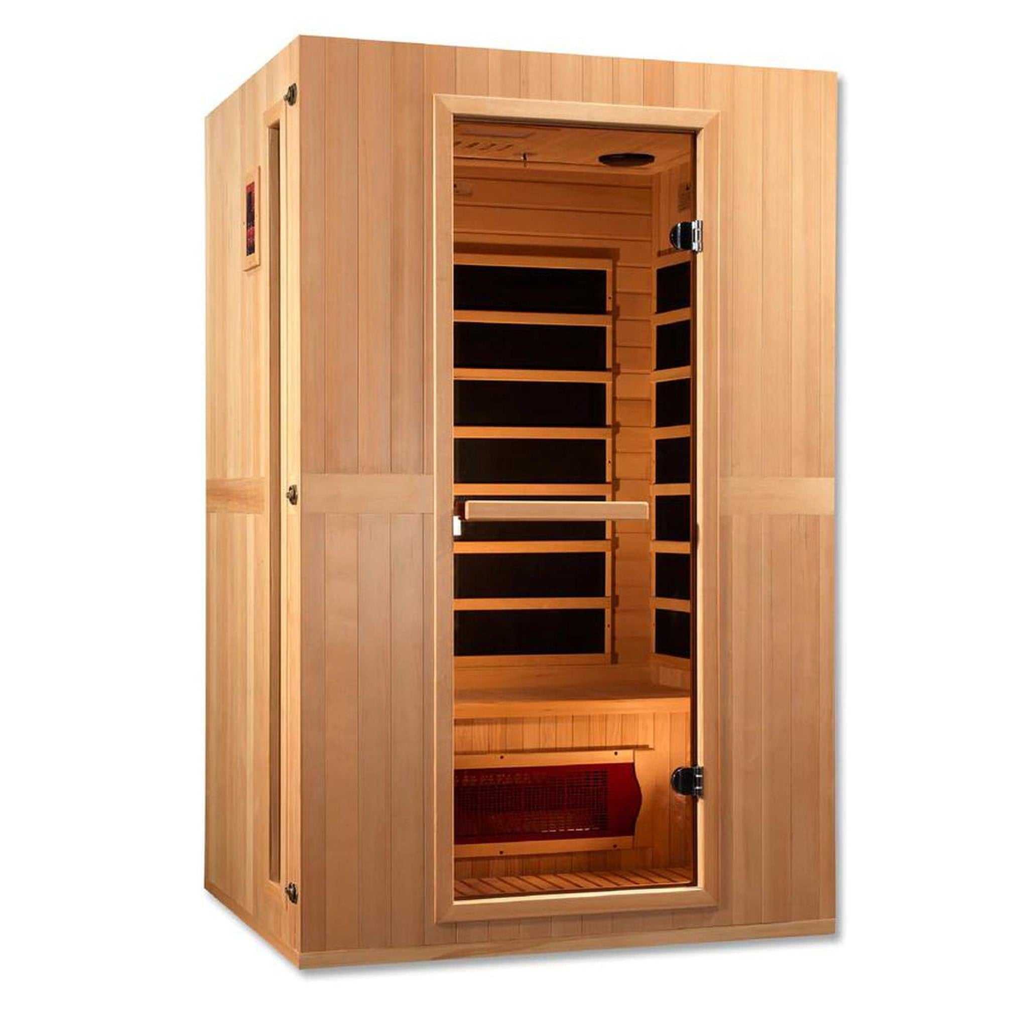 Golden Designs, Golden Designs Maxxus Serenity Dual Tech 2-Person Low EMF FAR Infrared Carbon Sauna in Canadian Hemlock