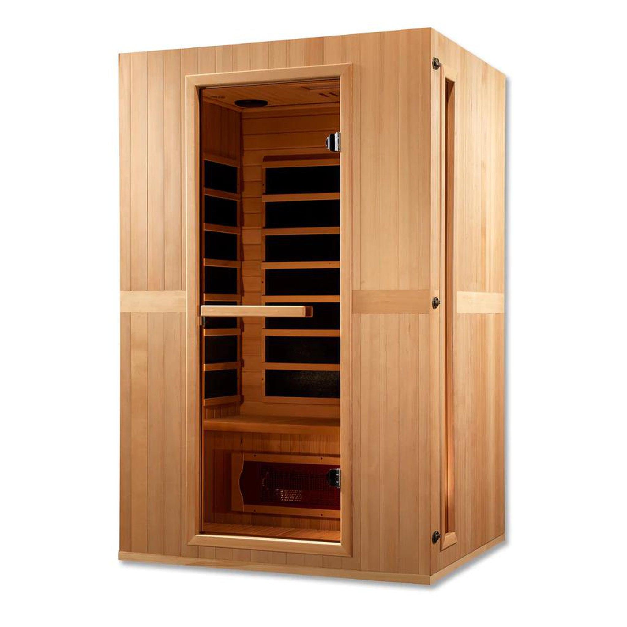 Golden Designs, Golden Designs Maxxus Serenity Dual Tech 2-Person Low EMF FAR Infrared Carbon Sauna in Canadian Hemlock